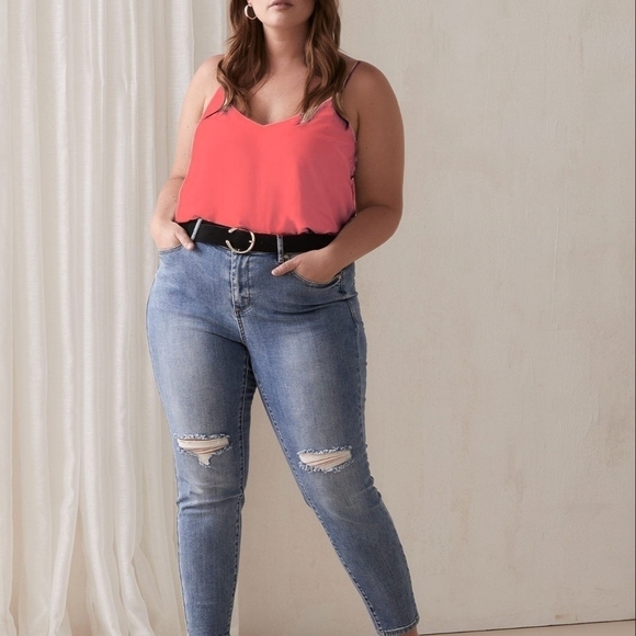 5X • Addition Elle • Silky V-Neck Camisole - Coral - Picture 6 of 6